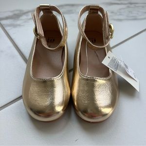 Brand new gold ankle strap shoes